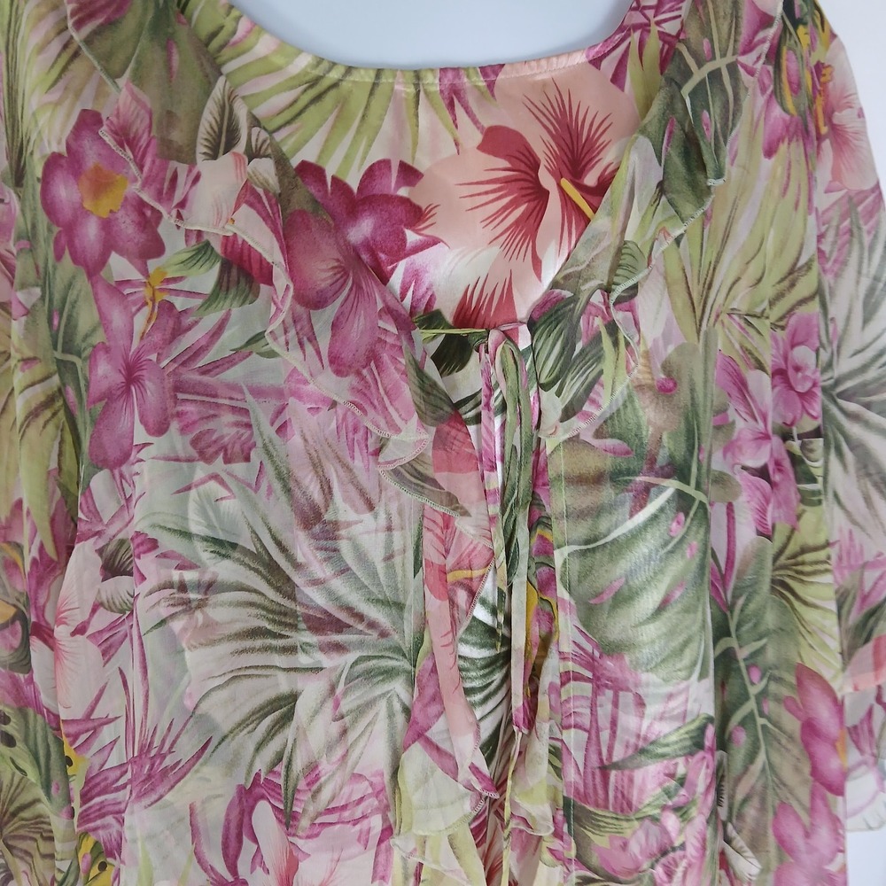 Avenue Blouse Womens Silk Cottagecore Y2K Style Peasant Layered Floral Evening - Picture 9 of 9